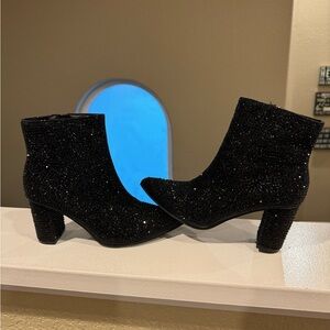 Black stoned ankle booties